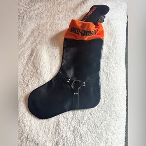 Harley-Davidson Black and Orange holiday stocking with  Plush Bone